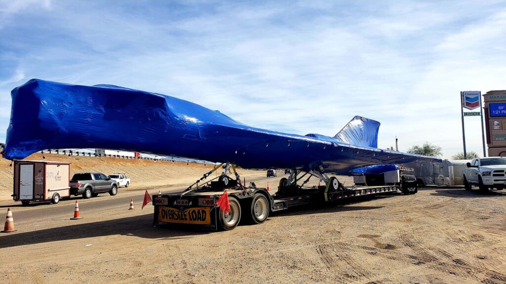 The experimental X-59 Quiet Supersonic Technology aircraft, or QueSST, that Lockheed Martin's Skunk Works is building