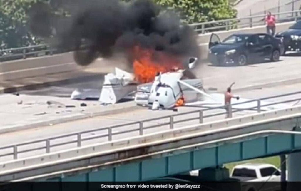 After colliding with an SUV, a private plane crashed onto a Miami highway overpass and caught flames. Know more here 