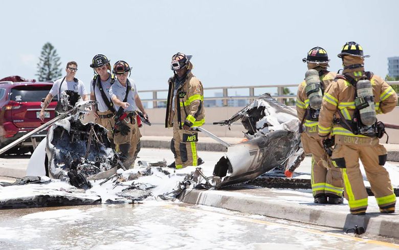 After colliding with an SUV, a private plane crashed onto a Miami highway overpass and caught flames. Know more here 