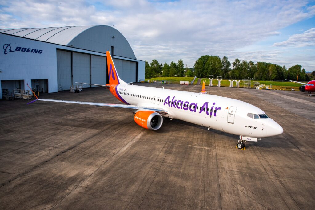 Akasa air Boeing 737 max aircraft fleet image