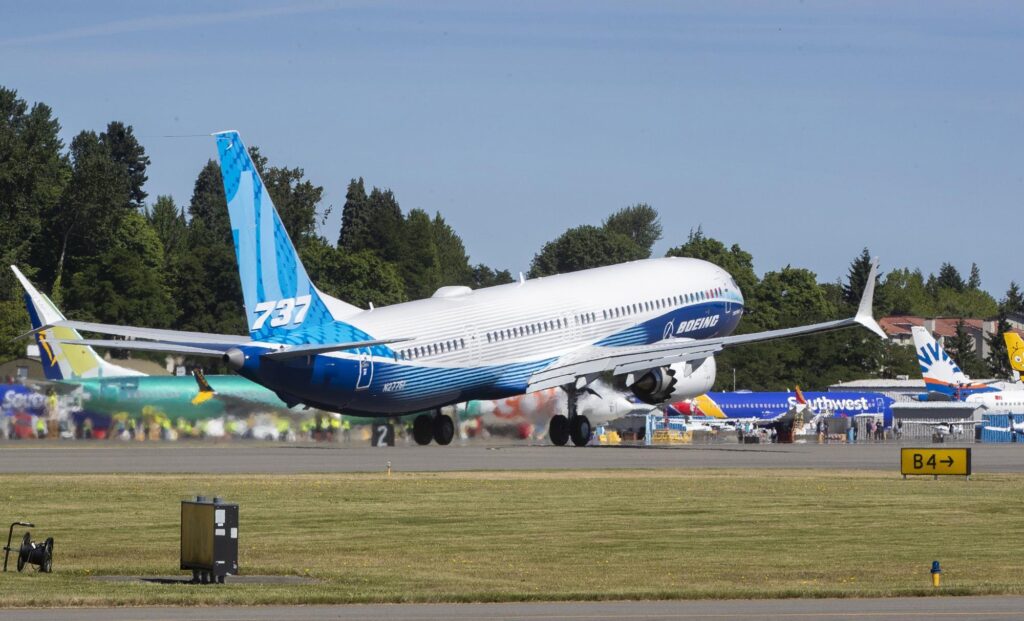 WASHINGTON- A specially designed SAF livery adorned United Airlines (UA) latest Boeing 737 MAX 10 aircraft, captured while undergoing painting at the Renton Municipal Airport (RTN) in Washington, USA.