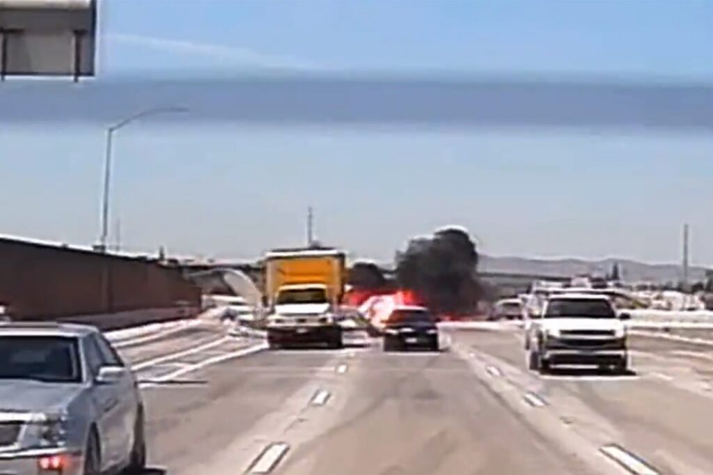 Single Engine plane crashes on Pickup Truck on Highway in Corona, USA | Exclusive