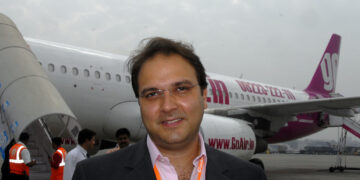 Indian entrepreneur Jeh in front of his new airline Go Air Copyright Spanner Films / Santosh Verma
