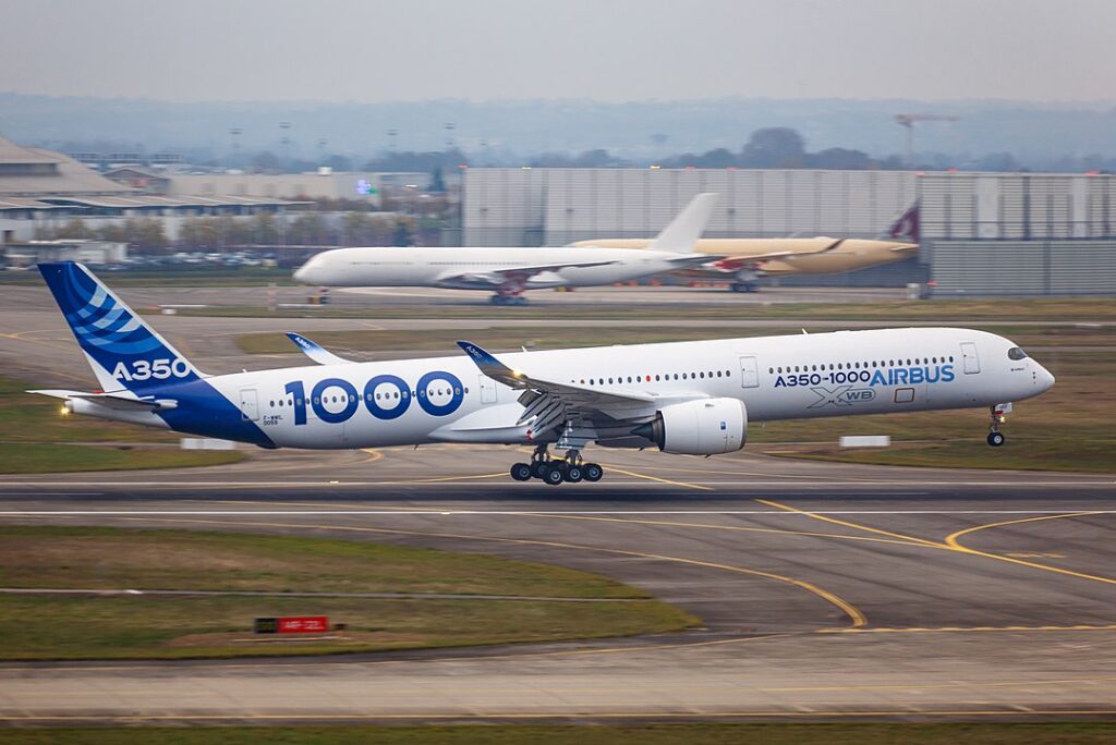 Airbus A350-1000 aircraft landing