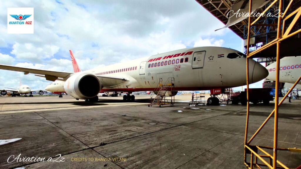 Air India Boeing 787 in AIESL MRO Maintenance hangar at Mumbai, Photo by Bhavya Velani