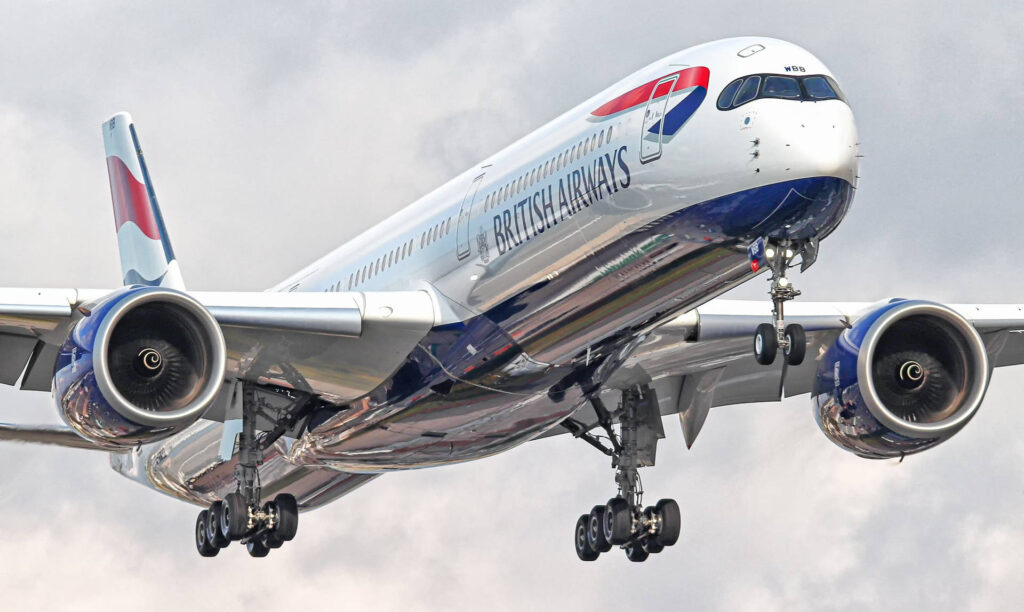 Accidentally, a British Airways crew member activates the emergency slide