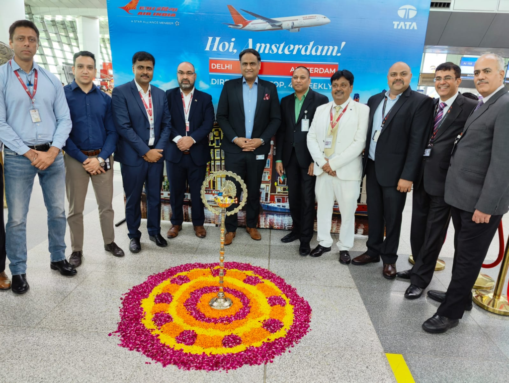 Air India First Inaugural Delhi Amsterdam Flight Takes off