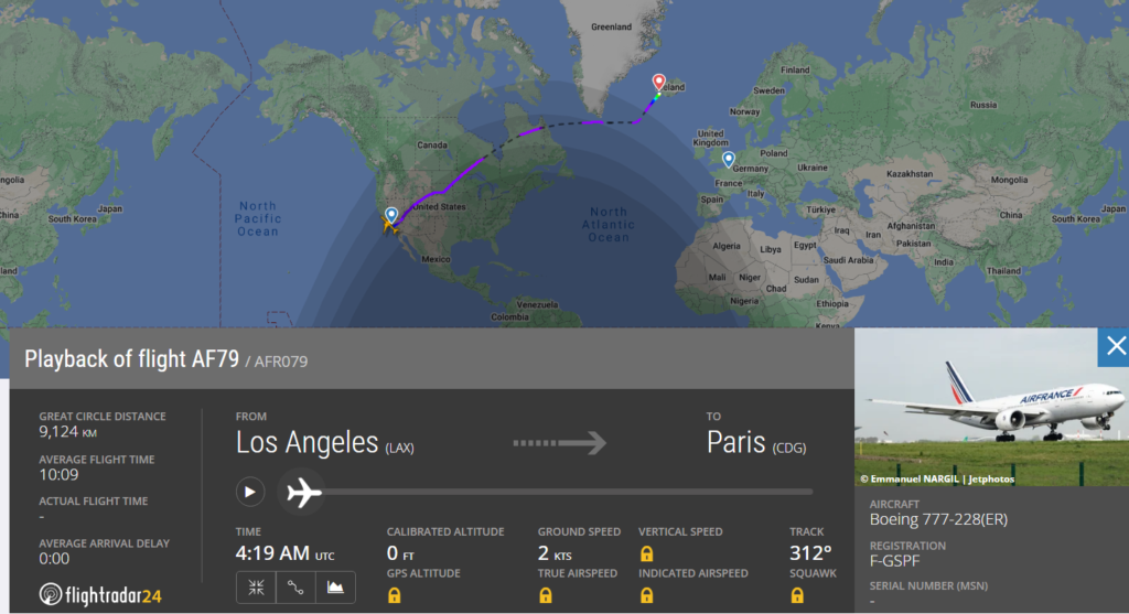 LOS ANGELES- The flag carrier of France, Air France (AF) flight from Los Angeles (LAX) to Paris (CDG), has declared a medical emergency. Further, the flight operated by Boeing 777 is diverted to Reykjavik (KEF) in Iceland.