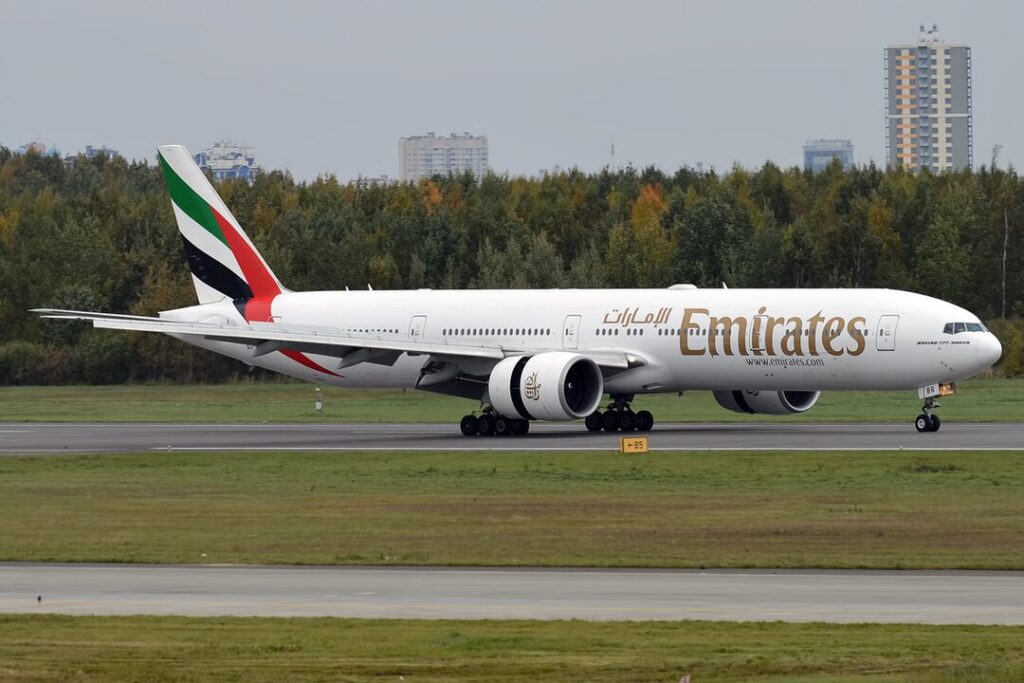 The flag carrier of UAE, Emirates (EK) Airlines Boeing 777, caught fire at St Petersburg Airport (LED) in Russia.