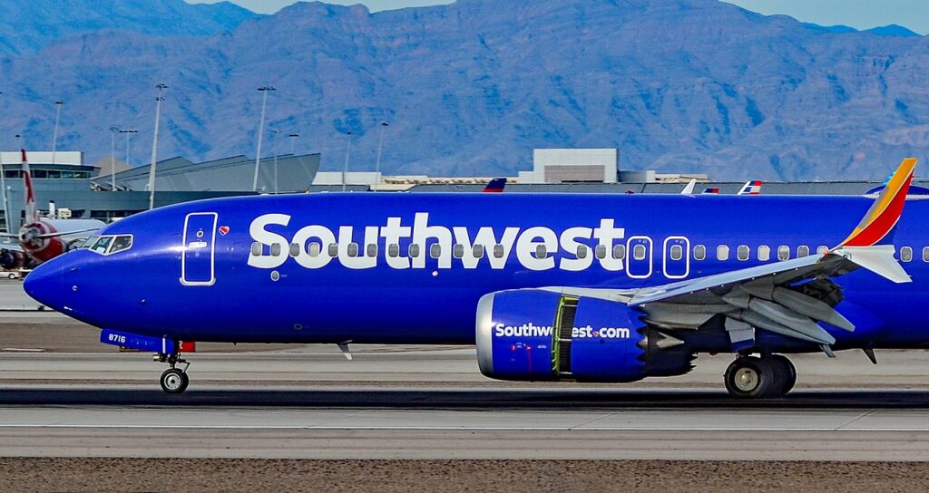 During takeoff in Denver on Sunday, an engine cover on a Southwest Airlines (WN) Boeing 737-800 detached and struck the wing flap, prompting an investigation by the Federal Aviation Administration (FAA).