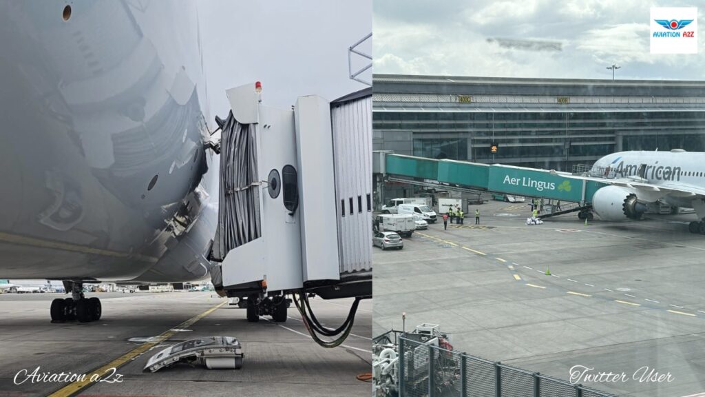 Dublin Airport Airbrige Collapsed, damaging American Airlines Boeing 787
