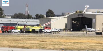 Cessna Crashes over the Hangar at Long Beach Airport in California