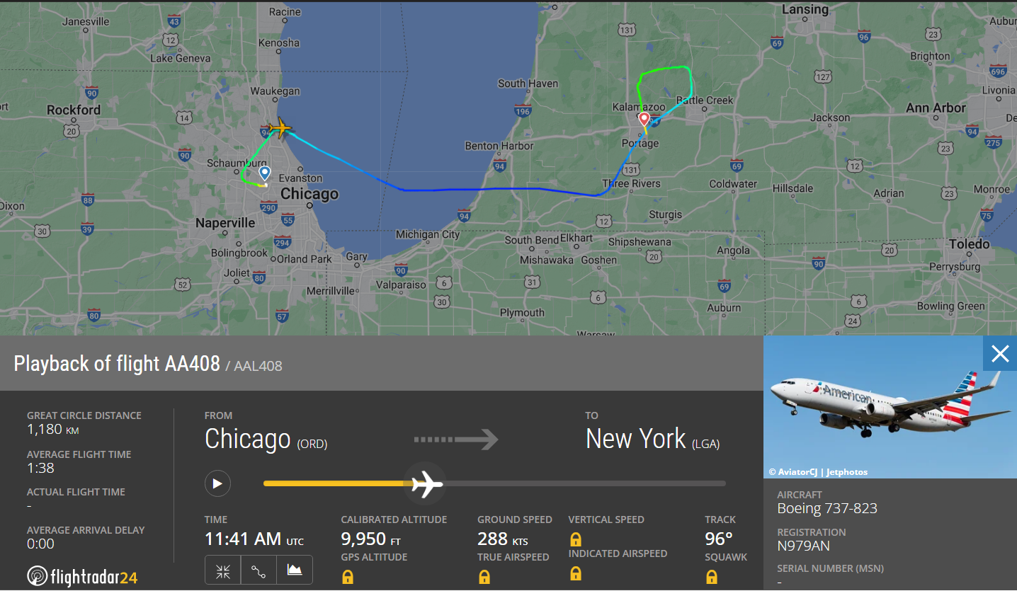 American Airlines Flight from Chicago to New York Makes An Emergency Landing at Kalamazoo