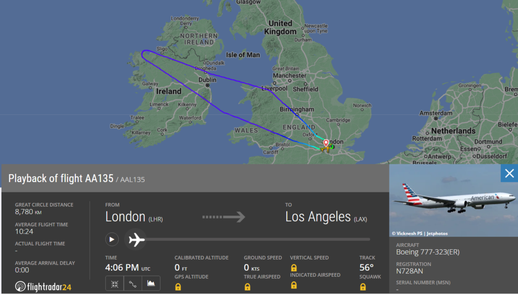 American Airlines (AA) Passengers onboard the flight from London (LHR) to Los Angeles (LAX) faced an unexpected ordeal as their aircraft was forced to divert back to Heathrow Airport shortly after takeoff.