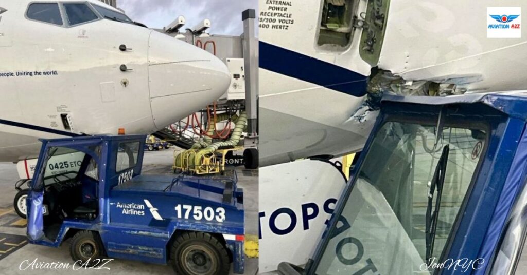 An incident occurred at Boston Airport where American Airlines A319, while being towed for parking, collided with an unoccupied pickup truck.