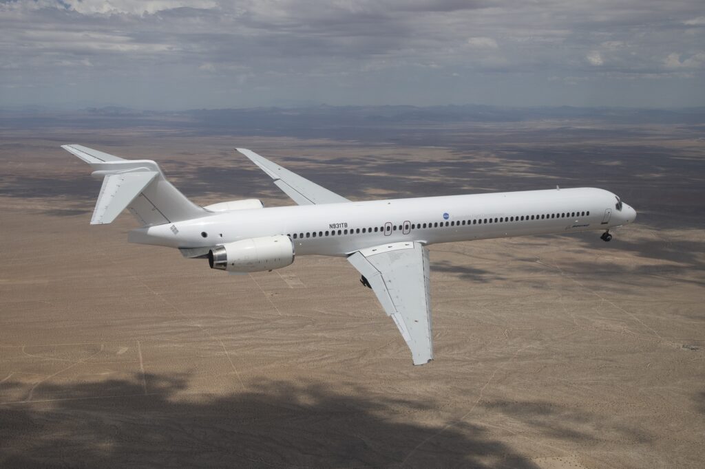Boeing MD-90 arrives in California for New Truss-Braced Wing Modification