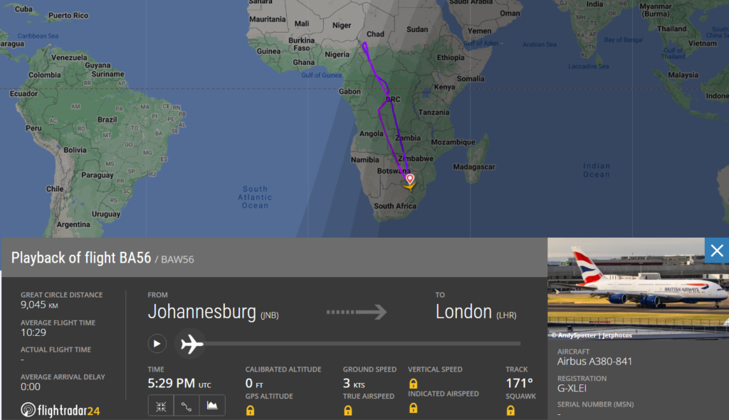 On August 6, 2023, due to the political turmoil in Niger, two British Airways (BA) Airbus A380s were involved in unusually extended "flights to nowhere,"