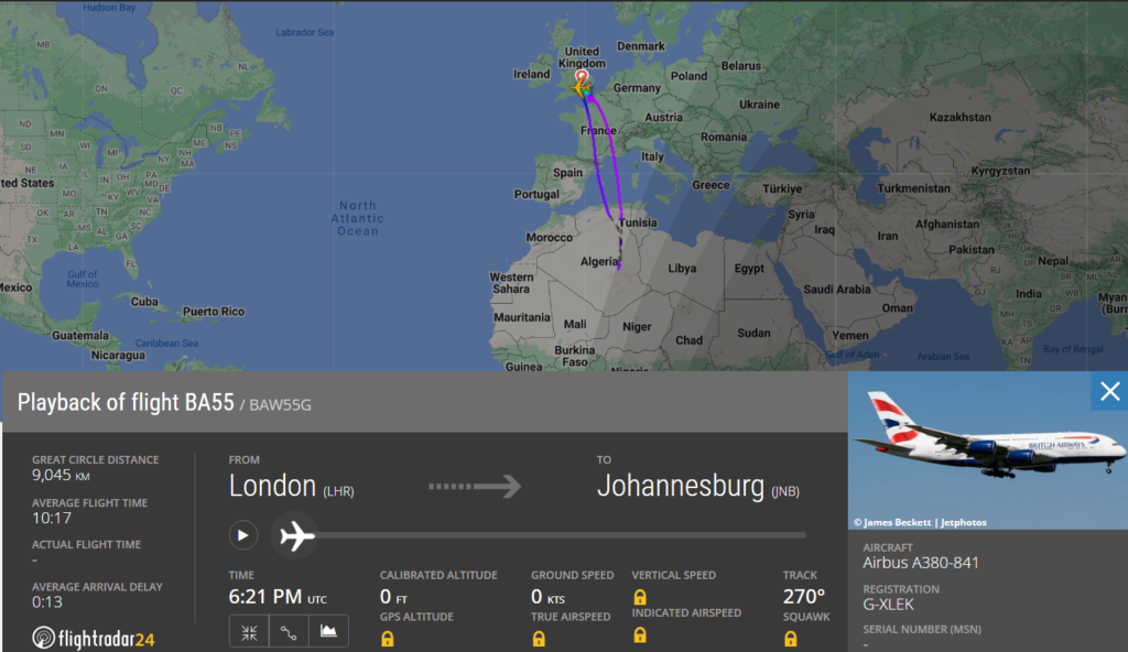 On August 6, 2023, due to the political turmoil in Niger, two British Airways (BA) Airbus A380s were involved in unusually extended "flights to nowhere,"