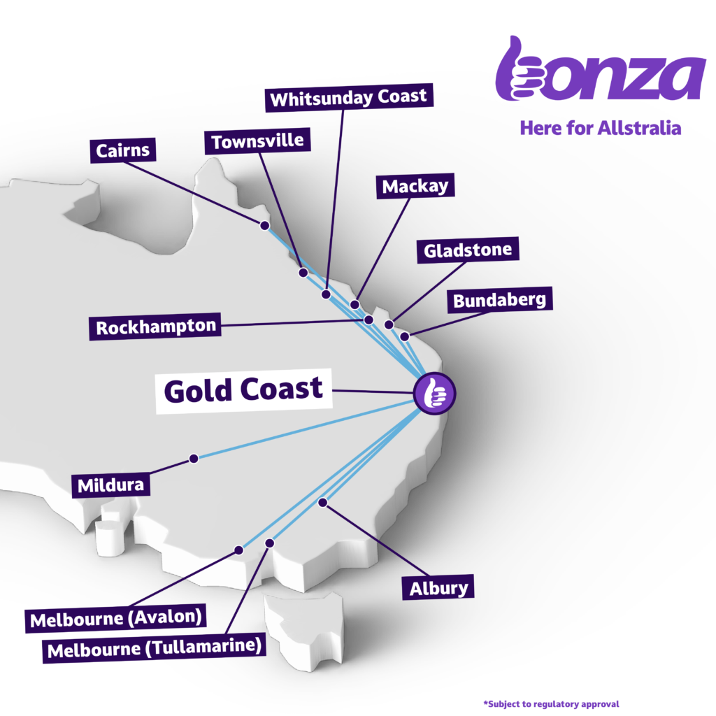 Today, Australia's youngest carrier, Bonza (AB), has announced that its third base will be Gold Coast Airport