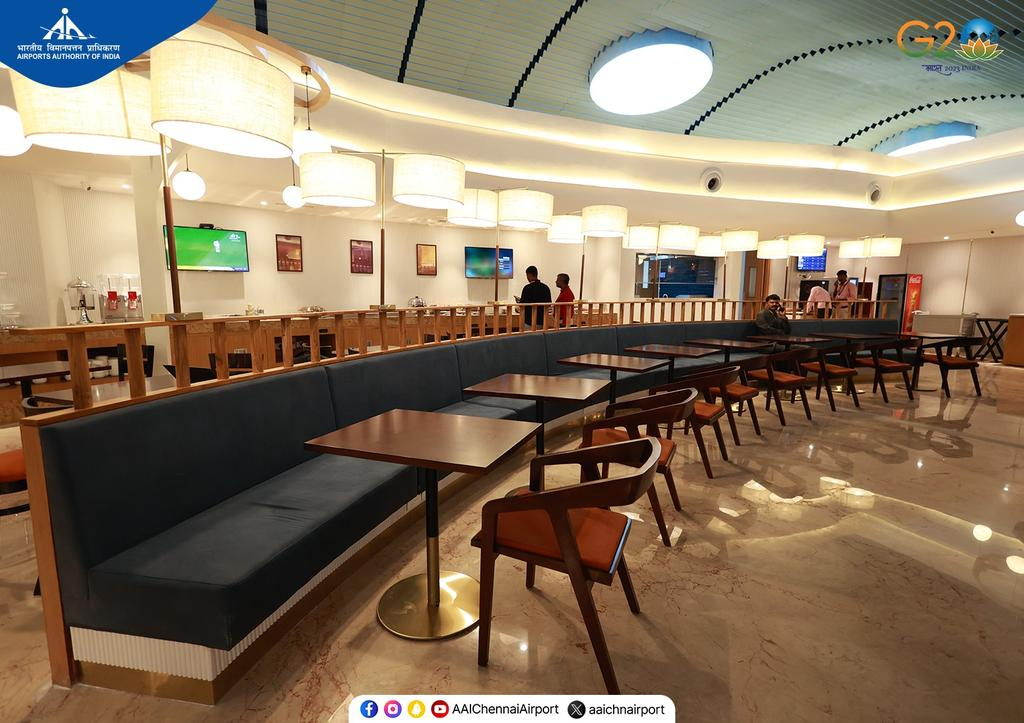 The New Business Class Lounge is inaugurated by its Director, CV Deepak, at the Chennai Airport (MAA) on Friday (Aug 11, 2023). After August 15, passengers will have access to the lounge facility managed by Travel Food Services (TFS).