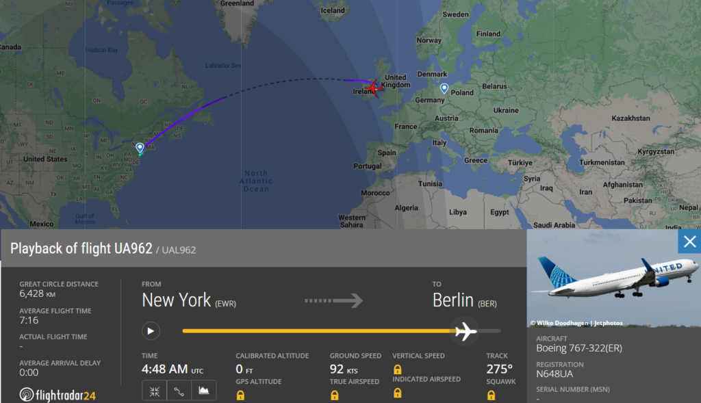 United Airlines (UA) flight from New York (EWR) to Berlin (BER) has made an emergency landing at Dublin (DUB) due to onboard medical issues.