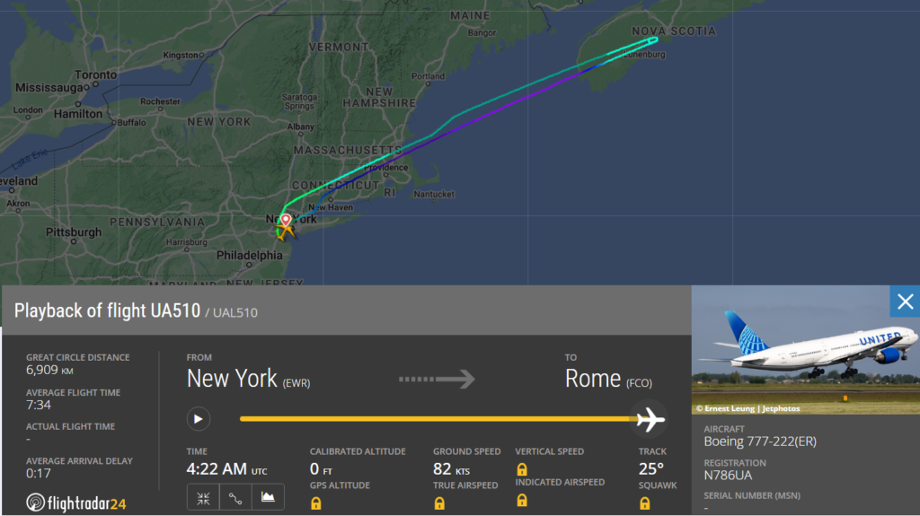 Chicago-based carrier United Airlines (UA) flight from New York (EWR) to Rome (FCO) lost cabin pressurization after takeoff dropped 30,000 feet in just seven minutes.