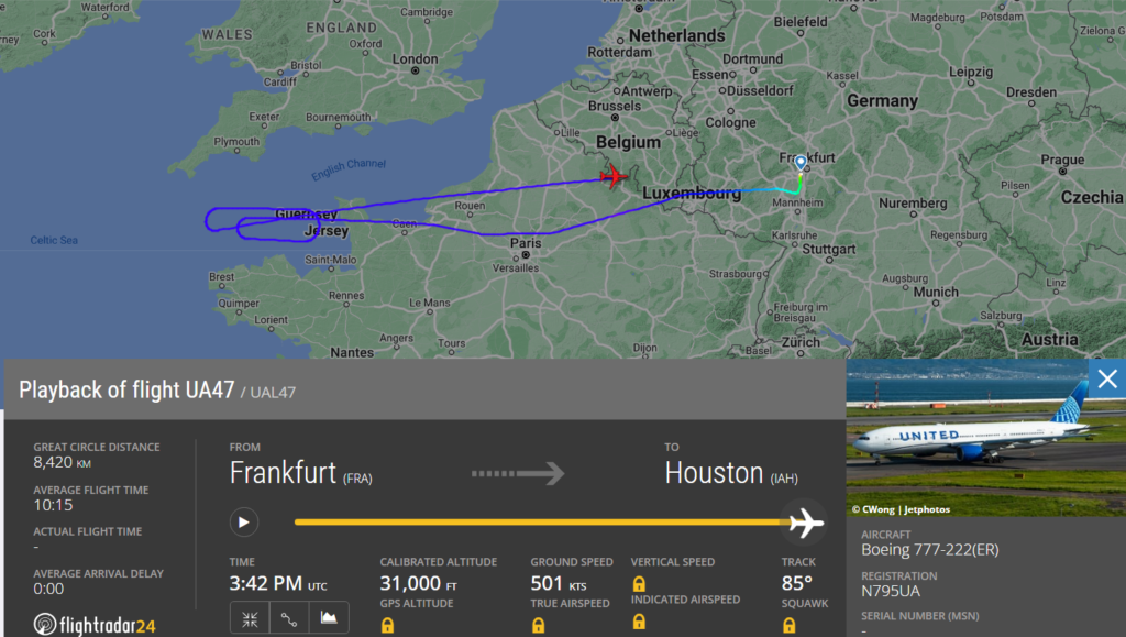 Chicago-based carrier United Airlines (UA) flight from Frankfurt (FRA) to Houston (IAH) has declared an emergency and returning back to FRA.