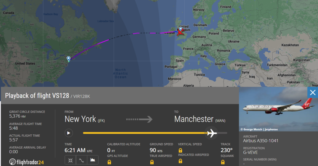 The UK-based Virgin Atlantic (VS) flight from New York (JFK) to Manchester (MAN) declared a general emergency by squawking 7700 before its approach to the UK coast.