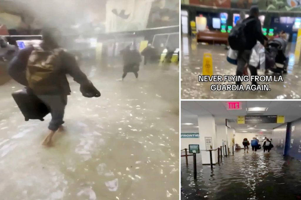 Heavy rainfall and flooding have resulted in flight delays at all major airports in New York (NYC) on Friday. The terminal used by Spirit and Frontier at LaGuardia Airport (LGA) has been flooded due to the excessive water.