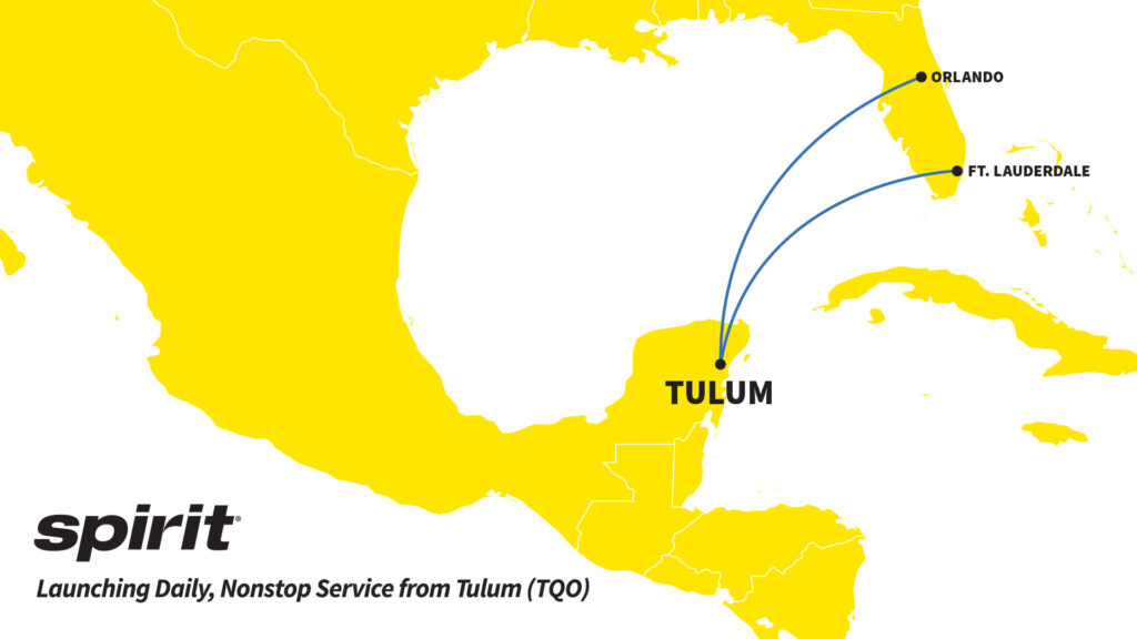 Spirit Airlines (NK) has just revealed its plans to introduce nonstop flights to Felipe Carrillo Puerto International Airport (TQO) in Tulum, Mexico. 