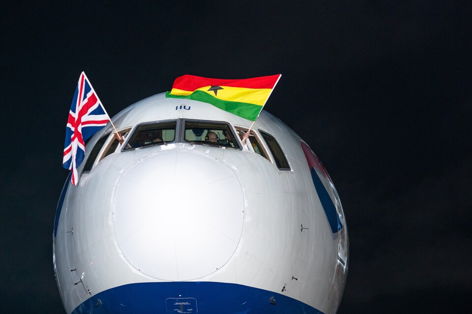  British Airways (BA) inaugural flight from London Gatwick (LGW) to Accra arrived at Kotoka International Airport (ACC) at 18:26 local time, marking the start of this new service.