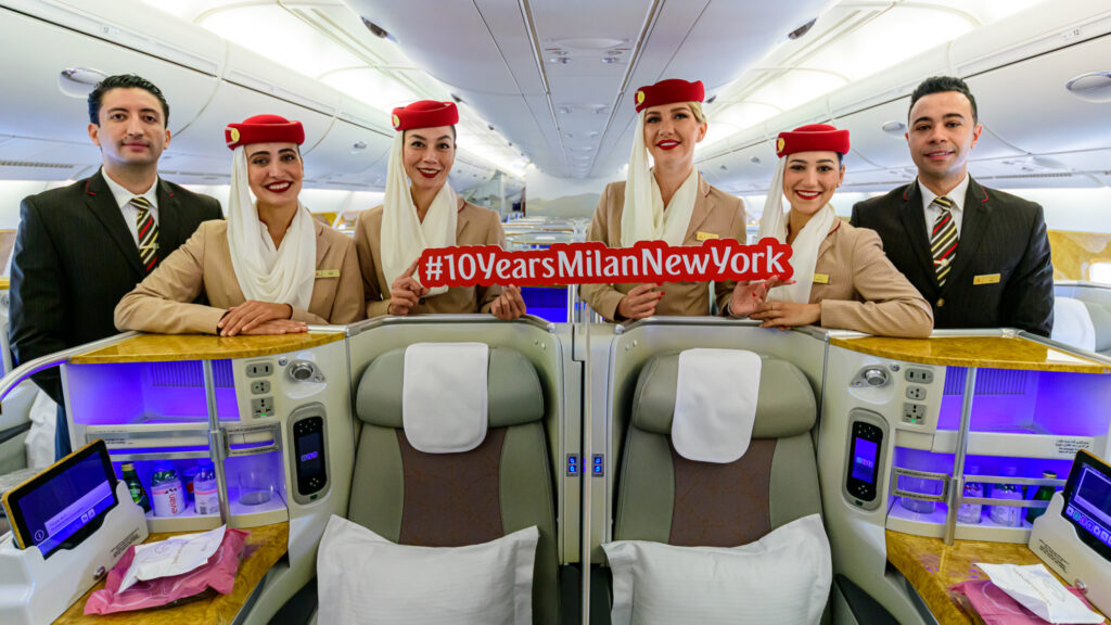 Emirates (EK) made adjustments to its service on the Dubai (DXB)– Milan Malpensa (MXP)– New York (JFK) route, advancing the planned resumption of A380 service by two months. 