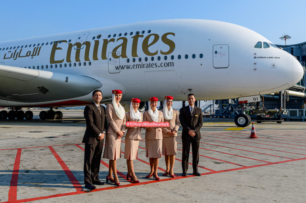 Emirates (EK) made adjustments to its service on the Dubai (DXB)– Milan Malpensa (MXP)– New York (JFK) route, advancing the planned resumption of A380 service by two months. 