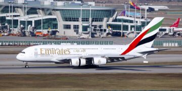 Emirates Airbus a380 at Seoul Incheon International Airport
