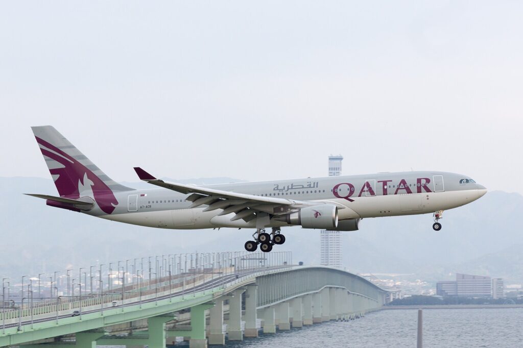 Qatar Airways A330 Landing at Osaka Kansai in Japan