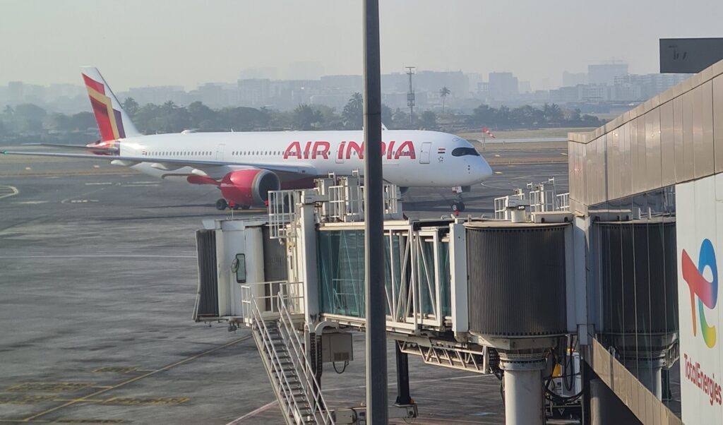 Air India A350 at Mumbai Airport Gate 53