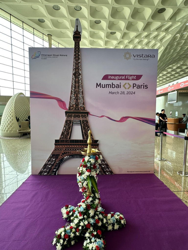 Vistara inaugurated the direct flights between Mumbai (BOM) and Paris (CDG) on March 28, 2024, with a frequency of 5 times a week.