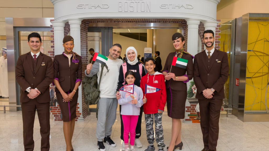 Etihad Airways (EY), the national airline of the UAE, made its inaugural landing in Boston (BOS) on Sunday, establishing regular services between Abu Dhabi and the US city