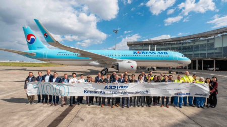 Korean Air Takes Delivery of New A321neo, 100th Airbus Aircraft