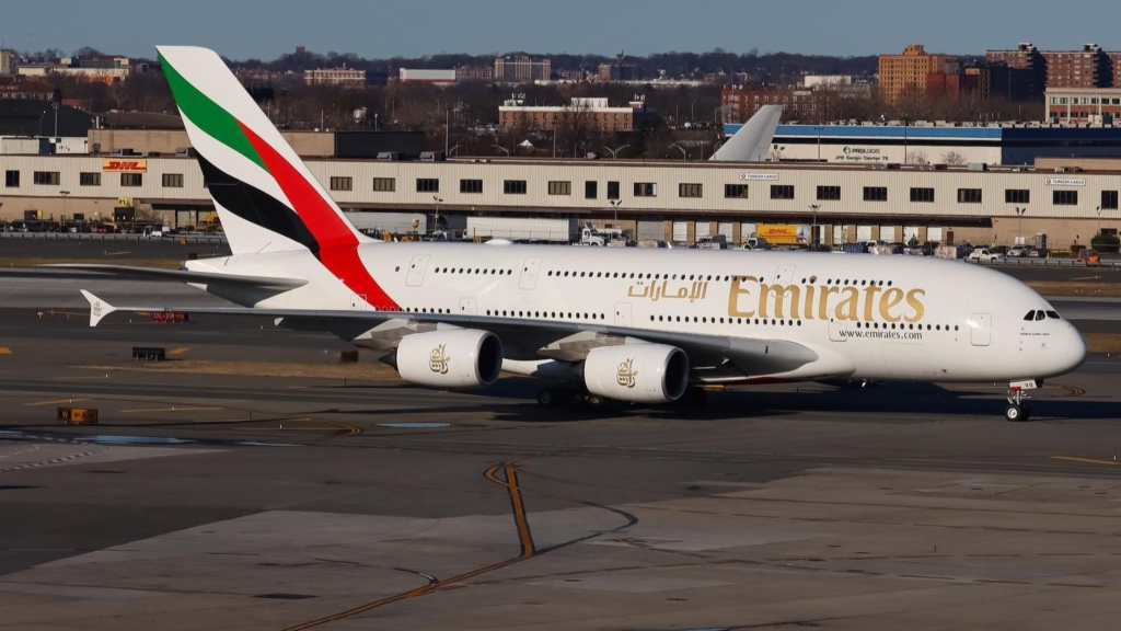 Emirates A380 at New York