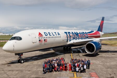 Delta Unveils New Team USA-inspired A350 Livery in France