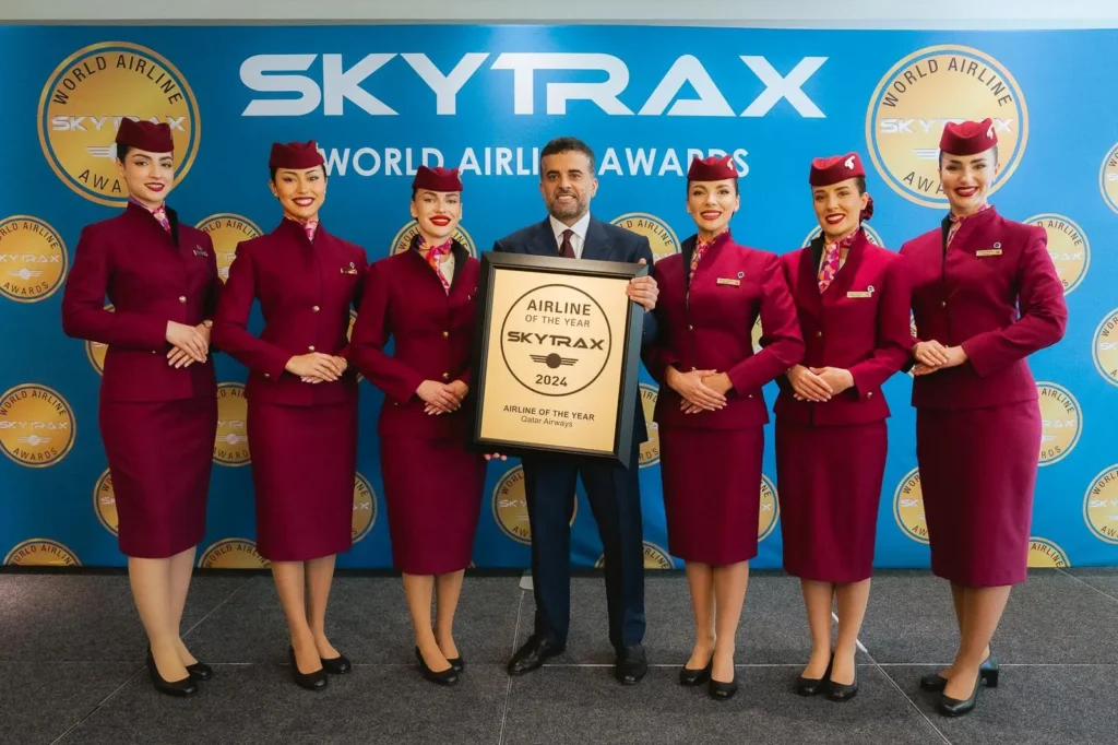 Qatar Airways (QR) has been honored with the 'Best Airline' or 'Airline of the Year' title by Skytrax, marking an unprecedented eighth win.