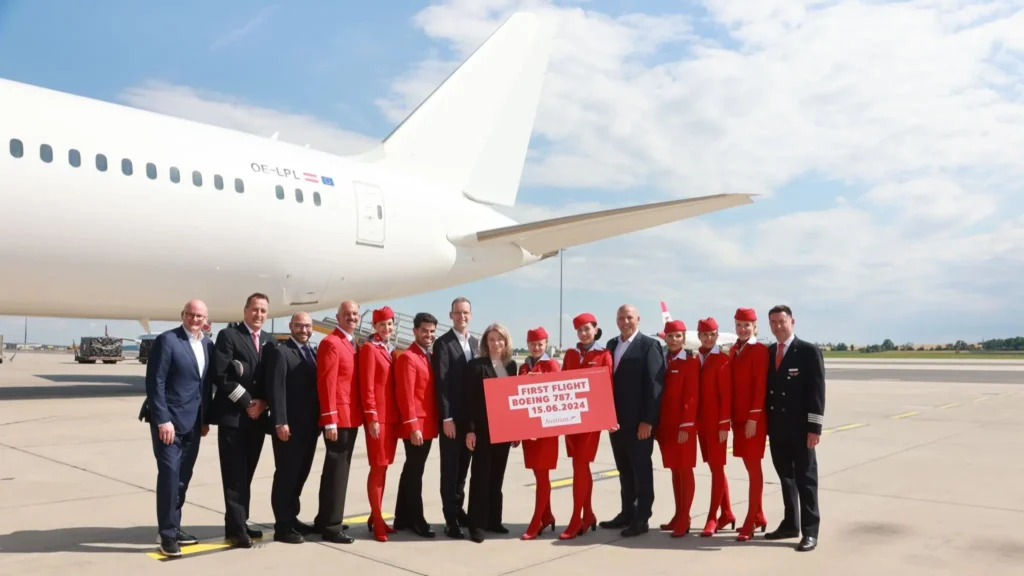 Lufthansa Group-backed Austrian Airlines (OS) launches its first long-haul flight using the new Boeing 787-9 Dreamliner on June 15, 2024, at 4:55 p.m. This inaugural flight, with registration OE-LPL and flight number OS87, is headed to New York.