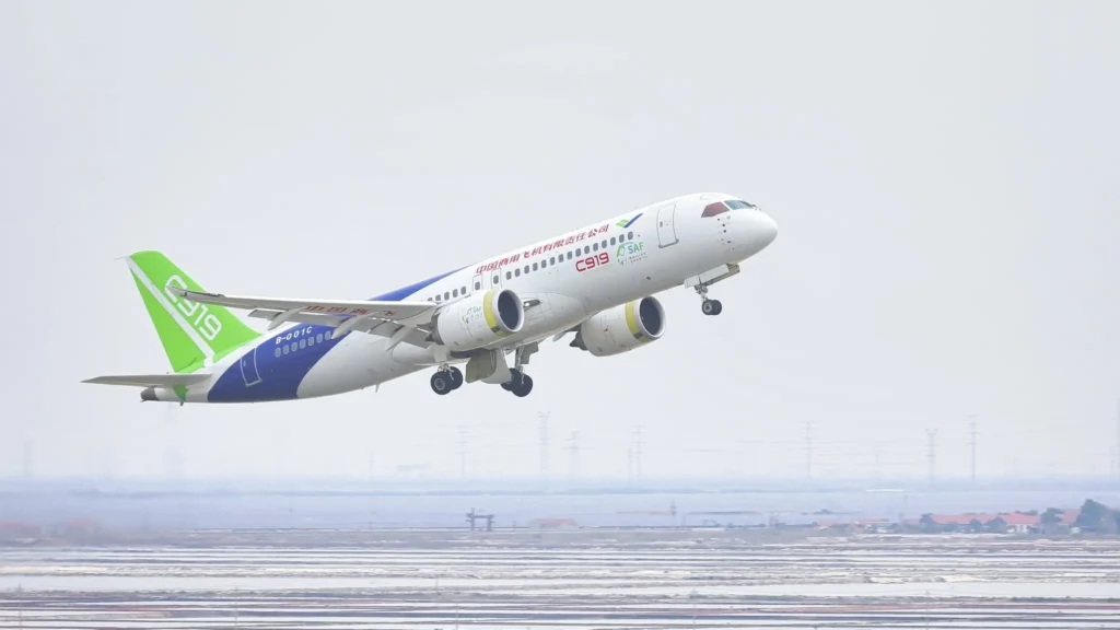 COMAC Conducts First SAF Flights with New C919 and ARJ21