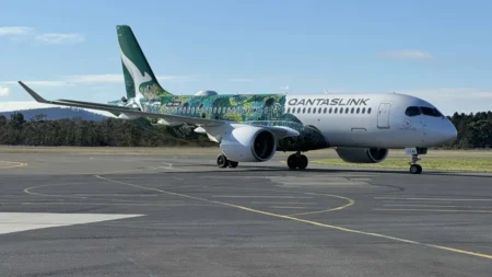 Qantas First A220 Lands in Tasmania and New Lounge in Hobart