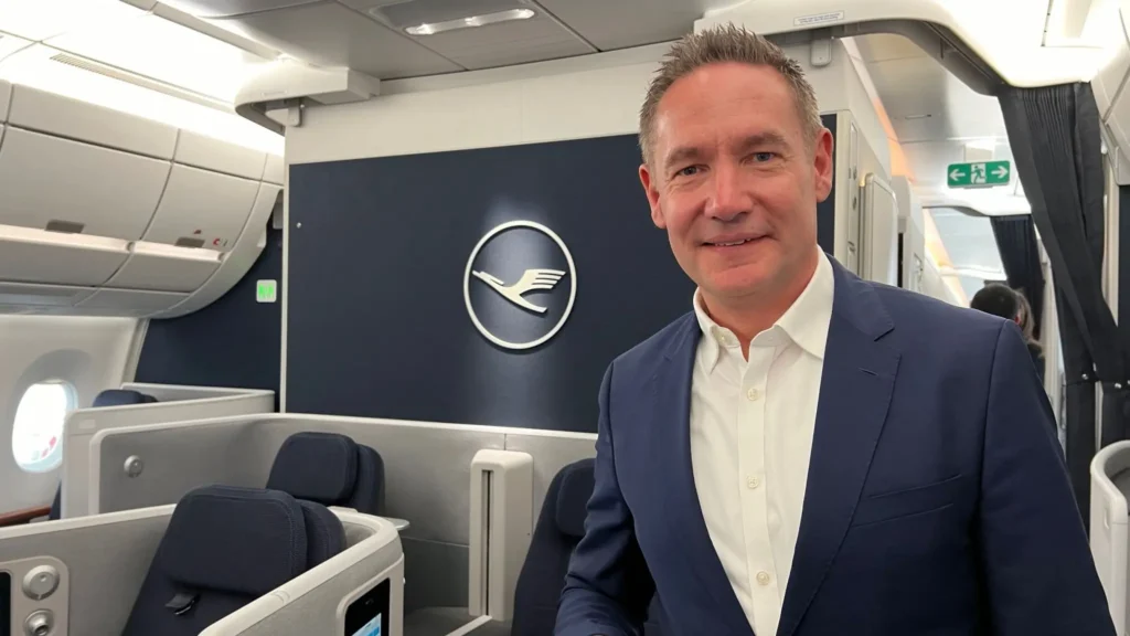 Lufthansa Airlines CEO Jens Ritter inside A350