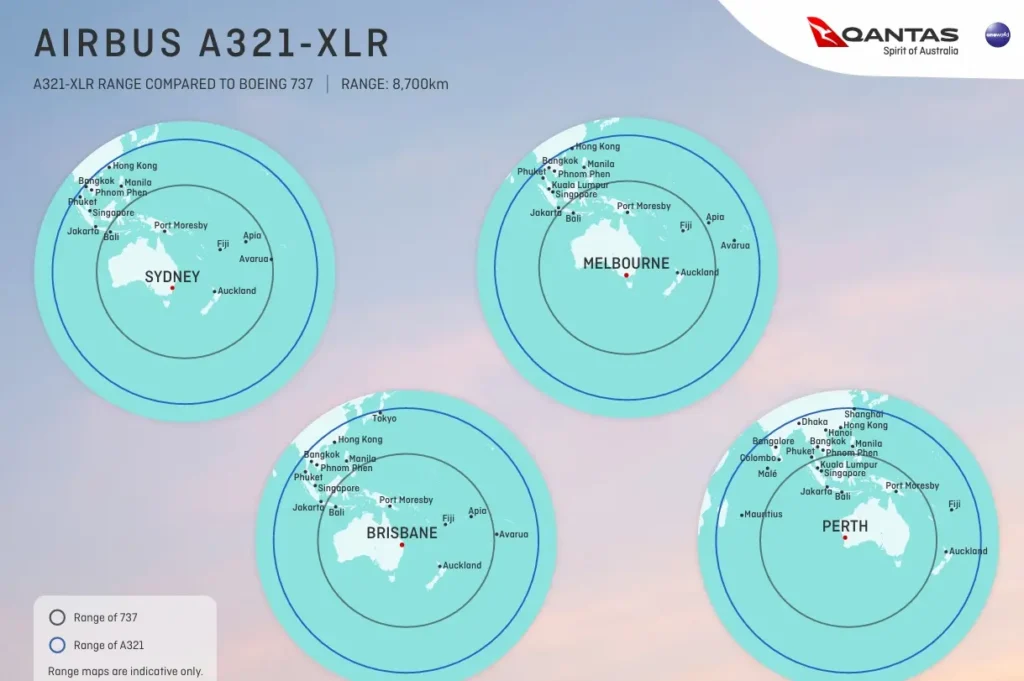 Airbus A321XLR Range Australia