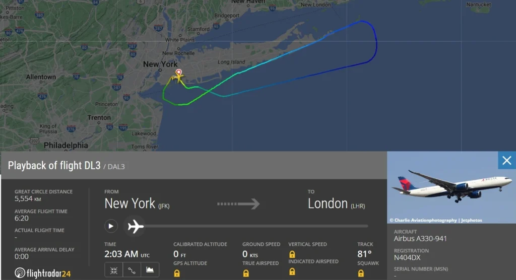 Delta DL3 New York to London Flight Emergency Landing