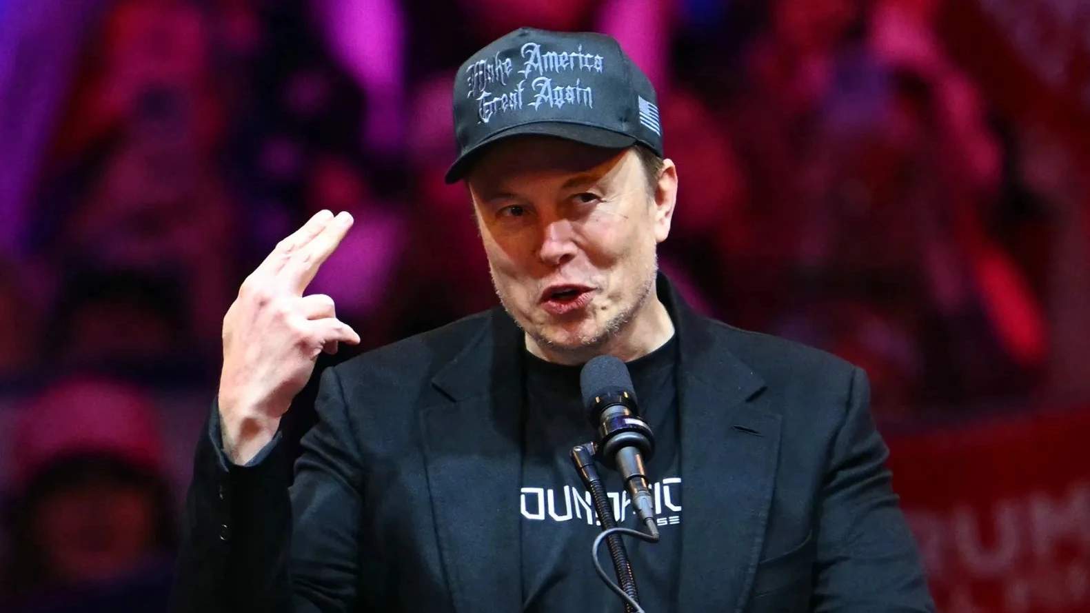 Elon Musk was spotted at a rally for Republican presidential candidate Donald Trump, wearing a 'Make America Great Again' hat whose font has incited debate on whether it is Nazi symbolism