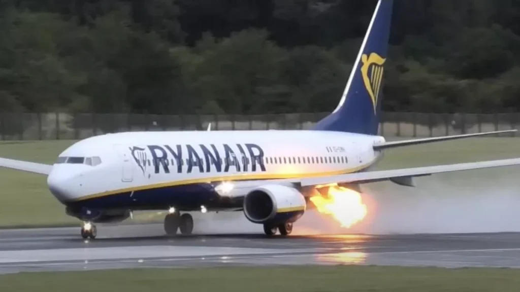 Ryanair 737 Plane Catches Fire at Brindisi Airport in Italy